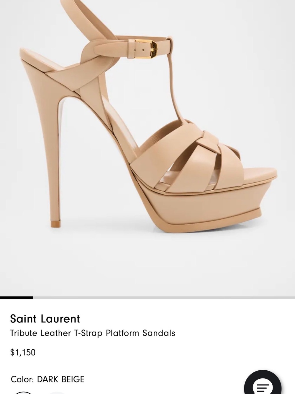 Yves Saint Laurent Tribute Nude Patent Leather T-Strap Platform Heels - Picture 6 of 7